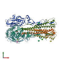 PDB entry 1ruz coloured by chain, front view.