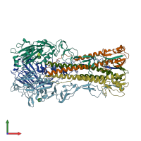 PDB entry 1rv0 coloured by chain, front view.