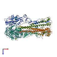 PDB entry 1rv0 coloured by chain, top view.