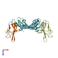 PDB entry 1rv6 coloured by chain, top view.