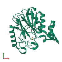 PDB entry 1rv9 coloured by chain, front view.