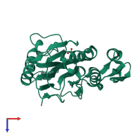 PDB entry 1rv9 coloured by chain, top view.