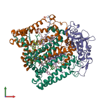 PDB entry 1rvj coloured by chain, front view.