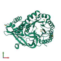 PDB entry 1rvk coloured by chain, front view.