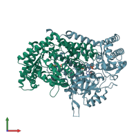 PDB entry 1rvy coloured by chain, front view.