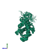 PDB entry 1rw5 coloured by chain, ensemble of 20 models, side view.