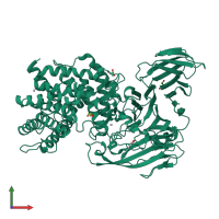 PDB entry 1rwa coloured by chain, front view.