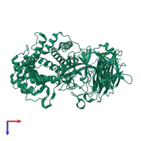 PDB entry 1rwa coloured by chain, top view.