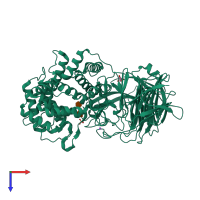 PDB entry 1rwc coloured by chain, top view.