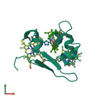 PDB entry 1rwj coloured by chain, front view.