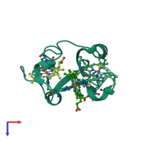 PDB entry 1rwj coloured by chain, top view.