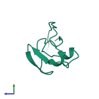 PDB entry 1rws coloured by chain, side view.