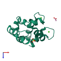Monomeric assembly 1 of PDB entry 1rwy coloured by chemically distinct molecules, top view.