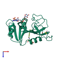 PDB entry 1rx4 coloured by chain, top view.