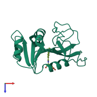 PDB entry 1rx5 coloured by chain, top view.