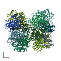 PDB 1rxc coloured by chain and viewed from the front.
