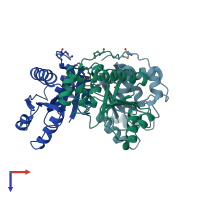 PDB entry 1rxd coloured by chain, top view.