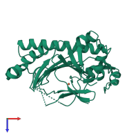 PDB entry 1rxf coloured by chain, top view.