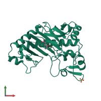PDB entry 1rxg coloured by chain, front view.