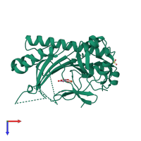 PDB entry 1rxg coloured by chain, top view.