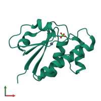 PDB entry 1rxi coloured by chain, front view.