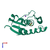 PDB entry 1rxi coloured by chain, top view.