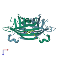 PDB entry 1rxk coloured by chain, top view.