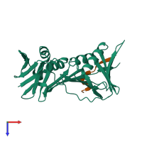 PDB entry 1rxm coloured by chain, top view.