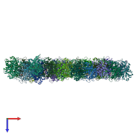 PDB entry 1rxs coloured by chain, top view.