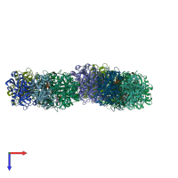 PDB entry 1rxu coloured by chain, top view.
