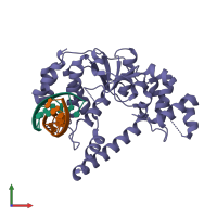 PDB entry 1rxw coloured by chain, front view.