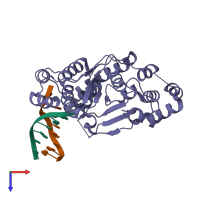 PDB entry 1rxw coloured by chain, top view.