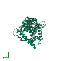 PDB entry 1ry6 coloured by chain, side view.
