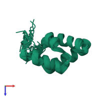 PDB entry 1ryk coloured by chain, ensemble of 20 models, top view.