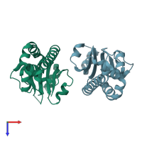 PDB entry 1ryl coloured by chain, top view.