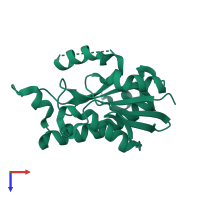 PDB entry 1rym coloured by chain, top view.