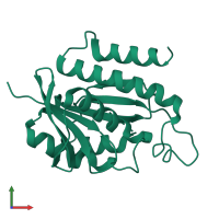 PDB entry 1ryn coloured by chain, front view.