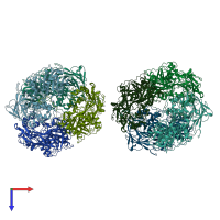 PDB entry 1ryy coloured by chain, top view.