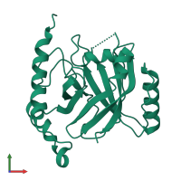 PDB entry 1rz2 coloured by chain, front view.