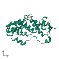 PDB entry 1rz4 coloured by chain, front view.