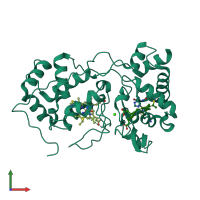 PDB entry 1rz5 coloured by chain, front view.