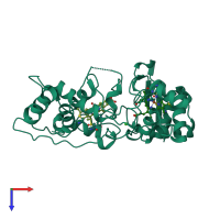 PDB entry 1rz5 coloured by chain, top view.