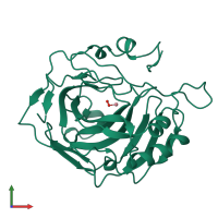 PDB entry 1rza coloured by chain, front view.