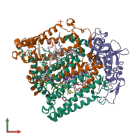 PDB entry 1rzh coloured by chain, front view.