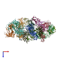 PDB entry 1rzi coloured by chain, top view.