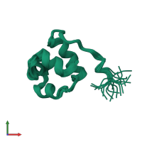 PDB entry 1rzs coloured by chain, ensemble of 21 models, front view.