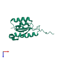 PDB entry 1rzw coloured by chain, top view.