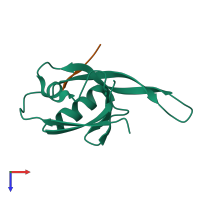 PDB entry 1rzx coloured by chain, top view.