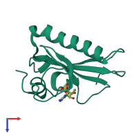 PDB entry 1rzy coloured by chain, top view.