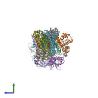 PDB entry 1s00 coloured by chain, side view.